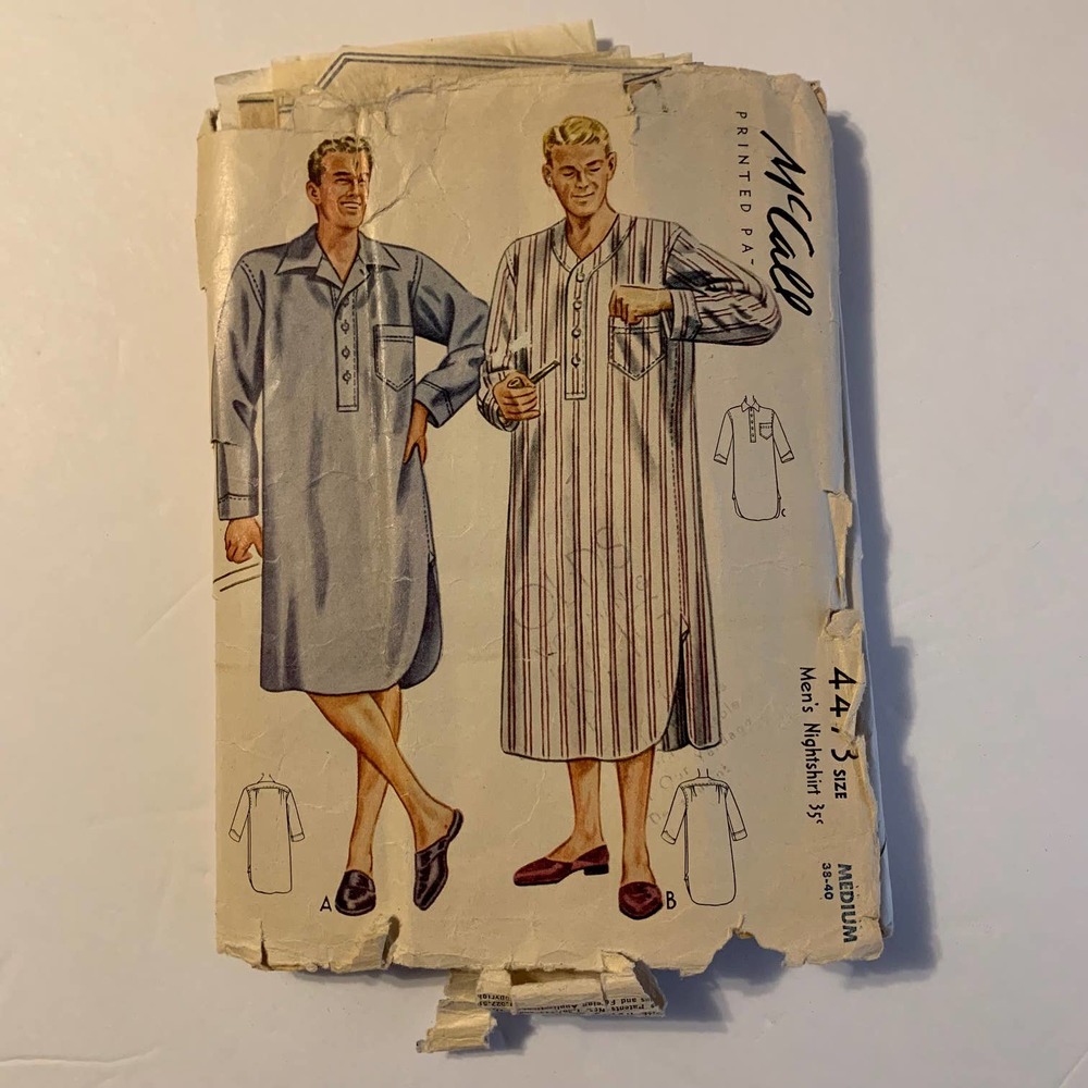 McCalls Vintage 1940's‎ Pattern #4473 Men's Nightshirt Size M 38-40